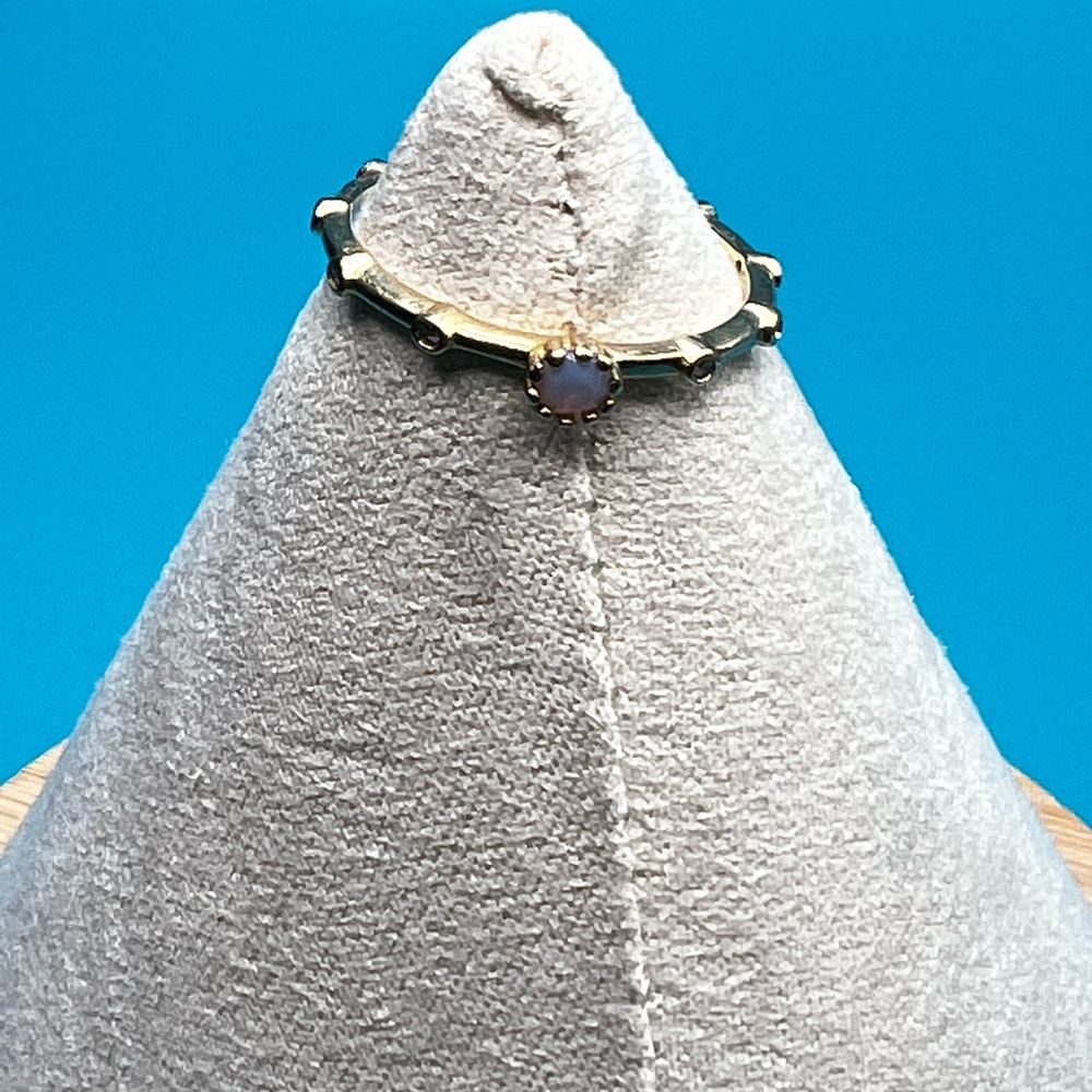 14k Station Stacking Ring with Moonstone